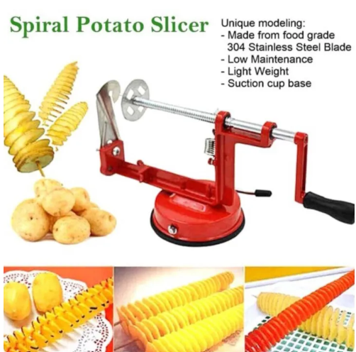 Manual Red Machine Vegetable Spiraliz Stainless Steel Twisted Potato Apple Slicer Spiral Fry Cutter