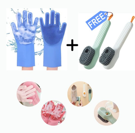 ( High Quality )Pair Of Silicone Washing Full Finger Gloves For Home & Kitchen