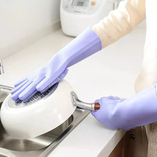 ( High Quality )Pair Of Silicone Washing Full Finger Gloves For Home & Kitchen