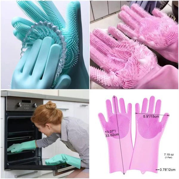 ( High Quality )Pair Of Silicone Washing Full Finger Gloves For Home & Kitchen