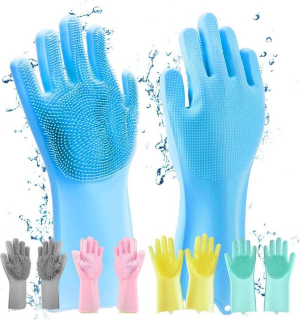 ( High Quality )Pair Of Silicone Washing Full Finger Gloves For Home & Kitchen