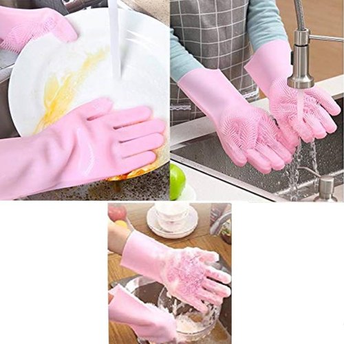 ( High Quality )Pair Of Silicone Washing Full Finger Gloves For Home & Kitchen